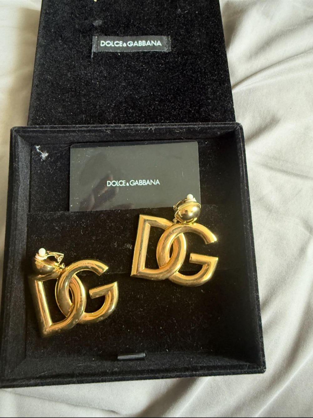 Dolce & Gabbana Shiny Gold DG Drop Clip-On Earrings - Picture 5 of 5
